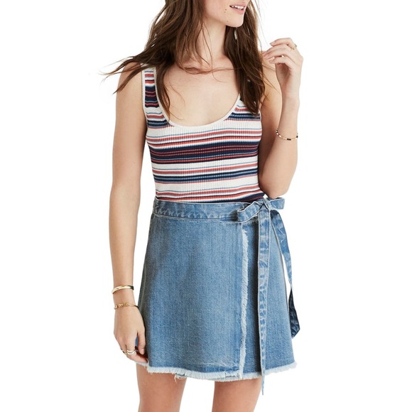 MADEWELL Raw Hem Denim Wrap Skirt - Picture 3 of 11
